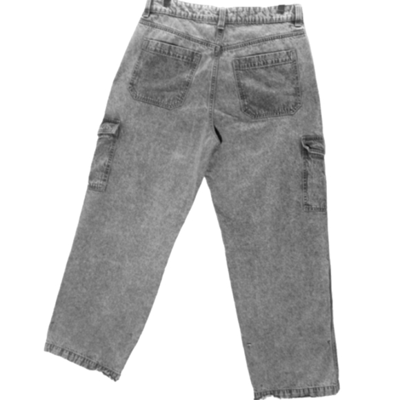 Divided HM Cargo Y2K Baggy W 10 Fit 32x29 Mid Rise Mid Grey Zip Button 6 Pockets - Picture 5 of 15